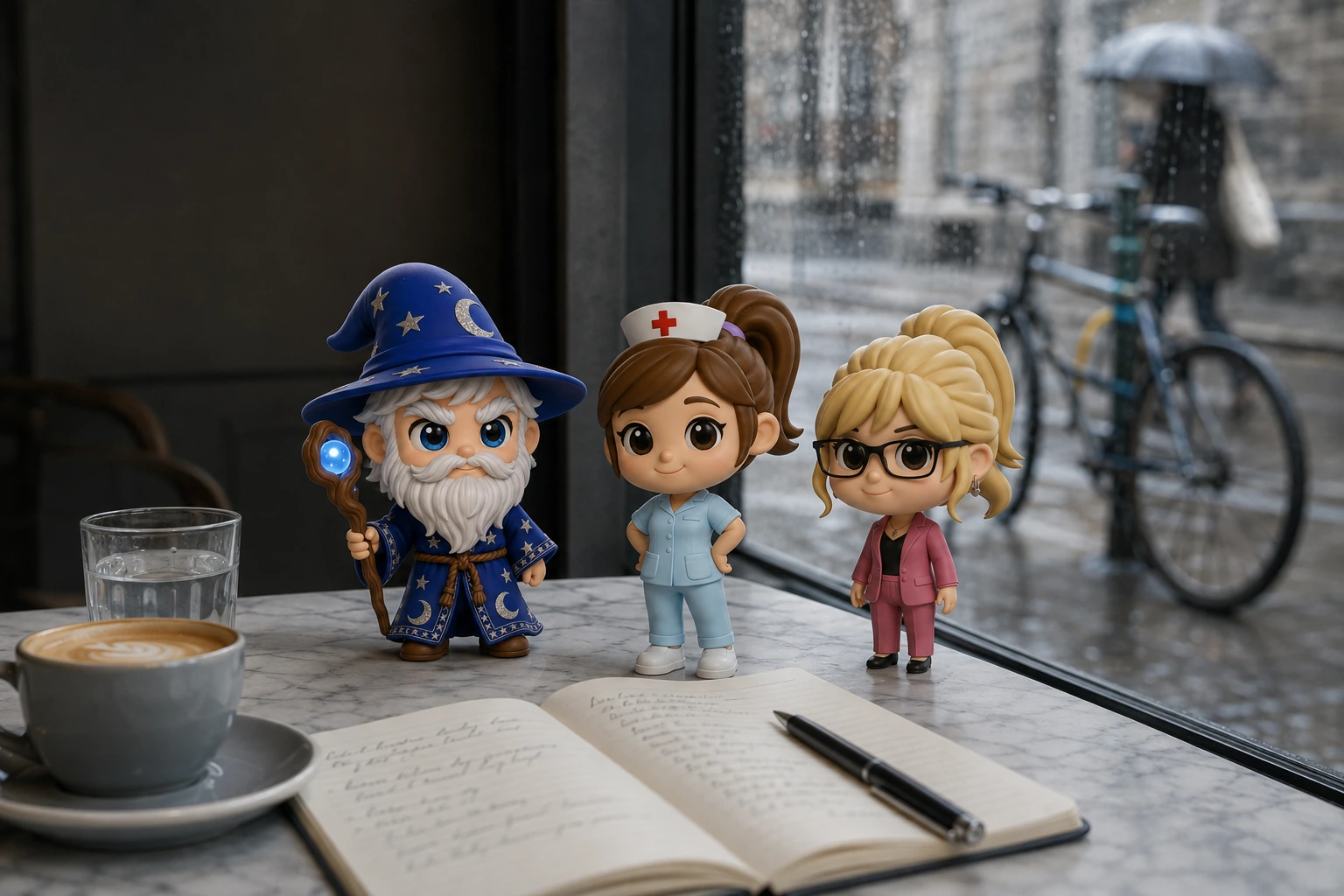 Working out which assistant to use, at a cafe table in Melbourne